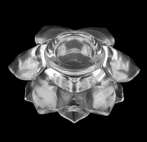Miniatura 5 de Portavelas de cristal transparente con flor de loto – Portavelas de loto transparente, portavelas budistas, portavelas votivas de cristal