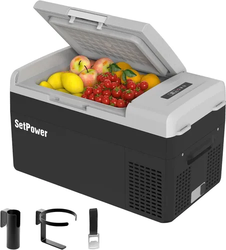 Miniatura 13 de Setpower FC15 Refrigerador Portátil Enfriador Eléctrico Con Adaptador AC, 15L/15.8QT Refrigerador de Carro de 12 Voltios, -4℉-68℉ Refrigerador