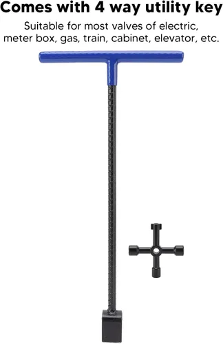 Miniatura 3 de TOPINCN Water Meter Key, Steel Water Meter Key with 4 Way Multi Functional Utilities Key T handle Water Key Universal Cross Key Water Shut Off Tool