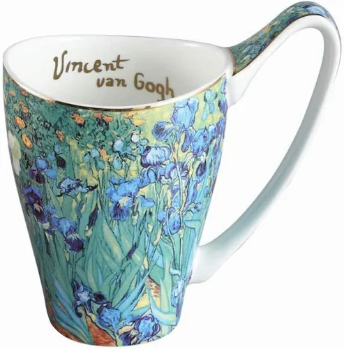 Miniatura 13 de Taza de café de porcelana de hueso YBK Tech, taza grande de 16oz de té - Diseño inspirado en las pinturas de Van Gogh (flor de albaricoque)