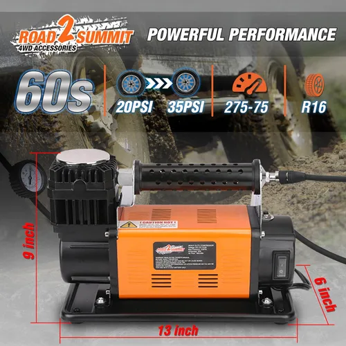 Miniatura 3 de Kit de Compresor de Aire Portátil 12V de Alta Resistencia Infla 6.35CFM (180L/Min), Máx 150PSI, Kit de Compresor de Aire para Todo Terreno