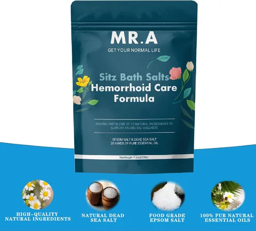 Miniatura 2 de Baño de asiento para hemorroides, 23 ingredientes de grado premium, fórmula avanzada de tratamiento de hemorroides, sal de Epsom, sal del mar