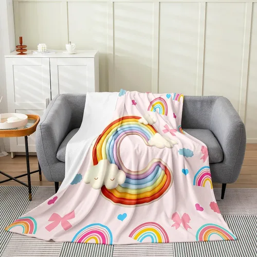 Miniatura 28 de Erosebridal Rainbow English Alphabet Fleece Throw Blanket 40"x50" - Ultra-Soft for Couch Sofa Bed,Cartoon Letters Flannel Blanket,Love Hearts Fuzzy