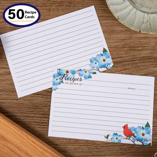 Miniatura 2 de COFICE Tarjetas de recetas de 4 x 6 pulgadas, tarjetas de recetas de doble cara, 50 unidades (pájaro)