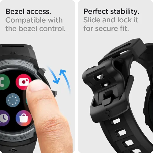 Miniatura 7 de Spigen Rugged Armor Pro - Correa diseñada para Samsung Galaxy Watch FE (2024), 5 de 1.575 in (2022), 4 de 1.575 in (2021) con protector de funda