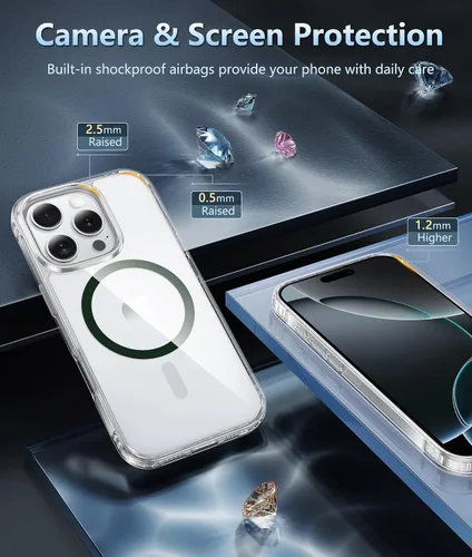 Miniatura 1281 de FNTCASE Funda para iPhone 13 Pro-Max: Fundas magnéticas transparentes compatibles con Magsafe Slim anti amarillamiento protección contra caídas