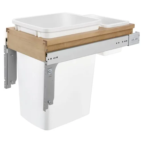 Rev-A-Shelf Bote de basura de cocina extraíble individual de montaje superior bajo gabinete de 35 cuartos con rieles de extensión completa con