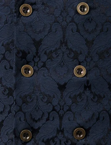 Miniatura 4 de ZEROYAA Chaleco gótico steampunk de doble botonadura jacquard para hombre, chaleco sin mangas