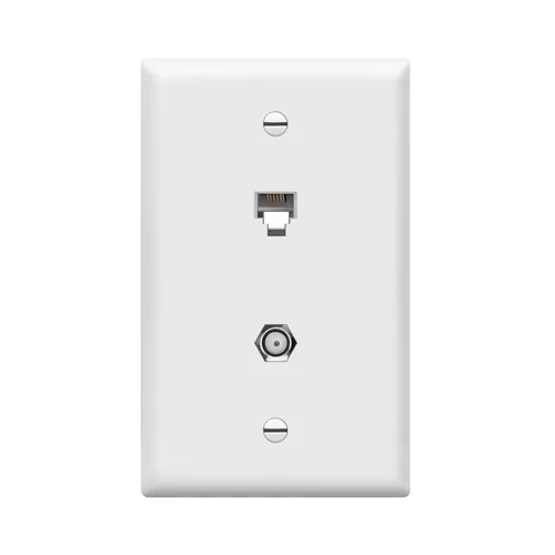 Miniatura 8 de Conector de tipo F para teléfono y CATV, más conectores hembra RJ11 con placas para pared, Blanco, 1
