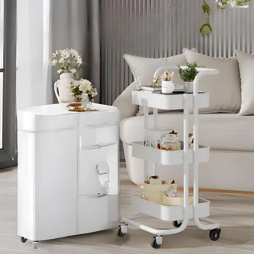 Miniatura 2 de FixtureDisplays® Carrito rodante de 3 niveles para el hogar y el negocio Suministros de artesanía de almacenamiento Organización Carrito con ruedas