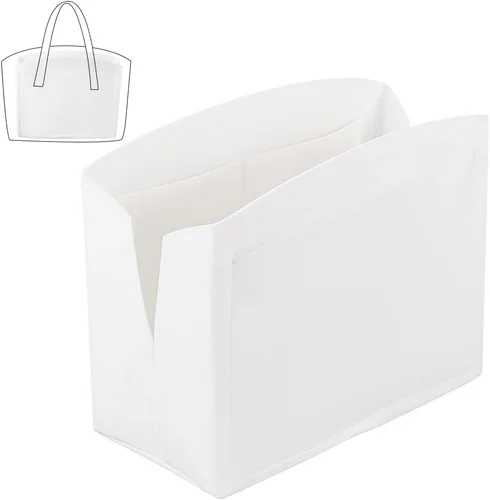 PH PandaHall Organizador de fieltro blanco para bolso, 11.8 x 5.1 x 9 pulgadas, plegable, organizador de bolsillo para mujer, bolso, cartera,