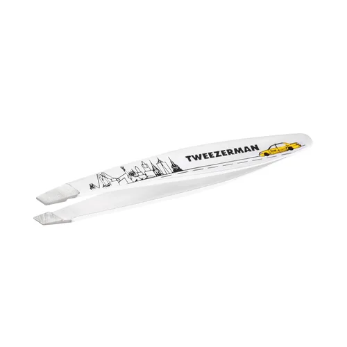 Tweezerman NYC - Mini pinzas inclinadas para cejas, pinzas de viaje para cejas, vello facial