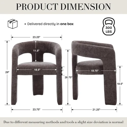 Miniatura 2 de Silla de Comedor Moderna de Chenilla Tipo Barril Tapizada en Tela, Silla de Comedor con Brazo, Cómoda Silla Auxiliar de Acento para Cocina/Sala