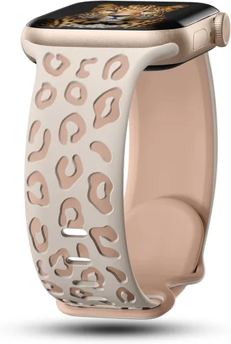 Miniatura 7 de CreateGreat Correas de leopardo grabadas compatibles con Apple Watch Band de 1.575 in 1.614 in 1.496 in 1.654 in 1.732 in 1.772 in 1.811 in 1.929 in