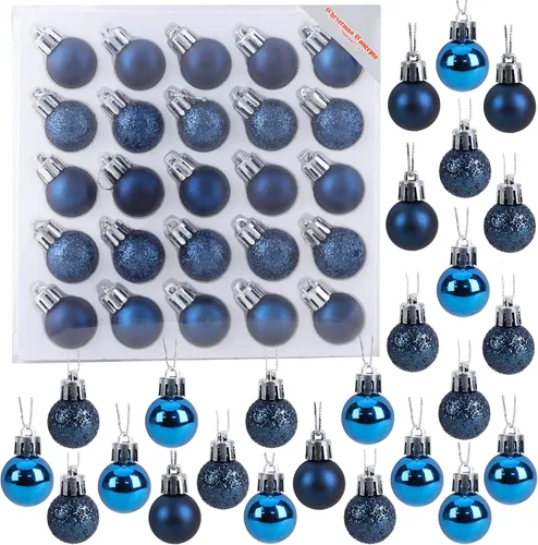 Miniatura 12 de Christmas Concepts® Juego de 25 mini bolas para árbol de Navidad - 25 mm - Adornos colgantes decorados con acabado brillante, mate y purpurina