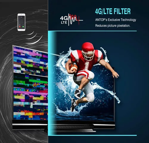 Miniatura 4 de Antena de TV para exteriores ANTOP AT-414B Antena HDTV omnidireccional de 360 ° para exteriores de 65 millas de alcance con Smartpass amplificado