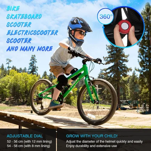 Miniatura 5 de Lixada Casco de bicicleta para niños, ajustable, desmontable, de cara completa, casco de ciclismo para niños, bicicleta, monopatín, scooter,