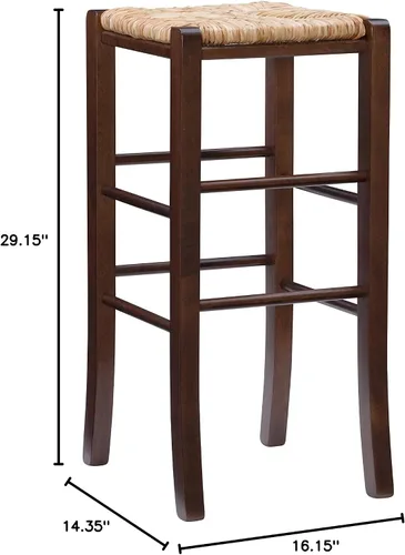 Miniatura 17 de Linon Asiento de hierba marina tejida natural, juego de 2 taburetes Augustus sin espalda, altura de barra