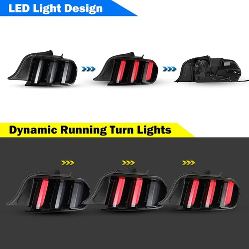 Miniatura 3 de WOLFSORM - Luz trasera LED para Ford Mustang 2015-2023 con diseño dinámico de giro giratorio, montaje de repuesto de luz trasera LED WOLFSORM Ford