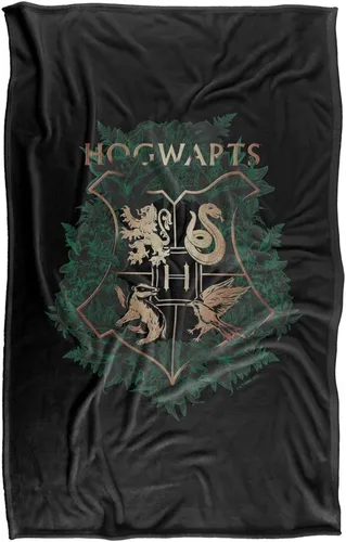 Miniatura 2 de Harry Potter Hogwarts - Manta con diseño floral verde y dorado con diseño de cresta sedosa al tacto, súper suave, 36 x 58 pulgadas, diseño floral