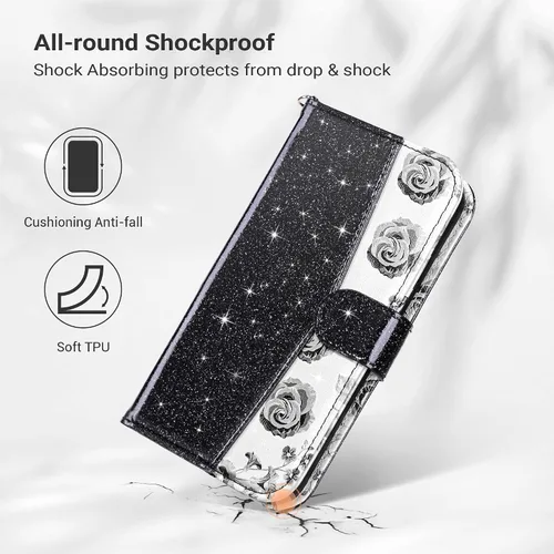 Miniatura 5 de ULAK Compatible con iPhone 13 Funda tipo cartera para mujer, funda tipo billetera de piel PU con tarjetero y función de caballete, funda protectora