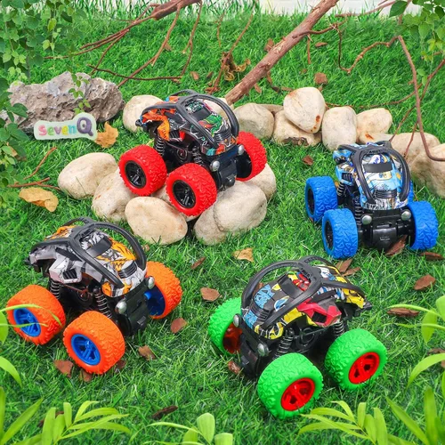 Miniatura 2 de SevenQ Monster Truck - Juguetes de coches para niños, paquete de 4 coches de carreras, recuerdos de fiesta para niños, empujar y avanzar, coches