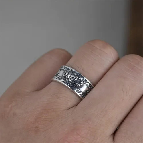 Miniatura 7 de JILIYUPA 4 anillos de Feng Shui Pixiu, amuleto budista de buena suerte, doble protección, riqueza, amor, salud, regalo para hombres y mujeres