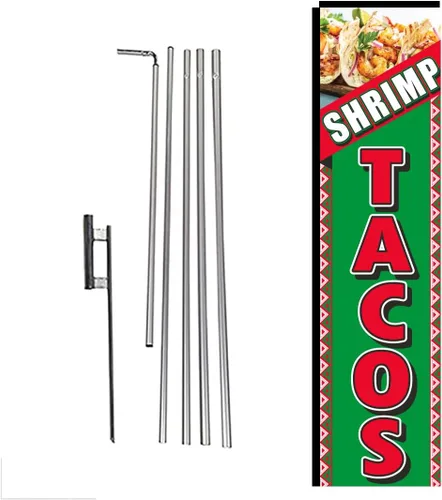 Miniatura 12 de Pupusas - Bandera rectangular de plumas con kit de poste y pico de tierra para restaurantes, mercados, propietarios de negocios