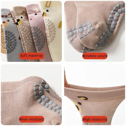 Miniatura 2 de Calcetines antideslizantes para bebés y niños de 0 a 3 años de edad, calcetines antideslizantes para niños y niñas, 6 pares