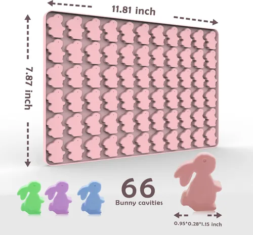 Miniatura 6 de Moldes de silicona de conejo para caramelo, gomita, chocolate, moldes de Pascua, molde de silicona de conejo con raspador (conejito)