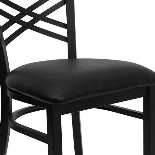 Miniatura 6 de Flash Furniture Serie Hércules Silla de metal para restaurante con respaldo "X", silla moderna tapizada sin apoyabrazos para restaurantes y cocinas