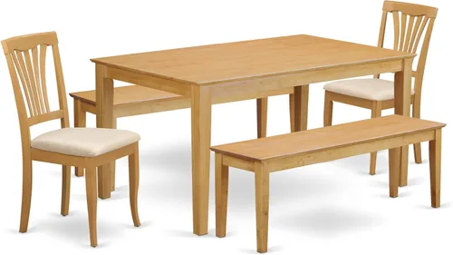 Miniatura 19 de East West Furniture CAAV5-LWH-W - Juego de muebles de comedor de 5 piezas, incluye una mesa de comedor rectangular y 4 sillas de asiento de madera
