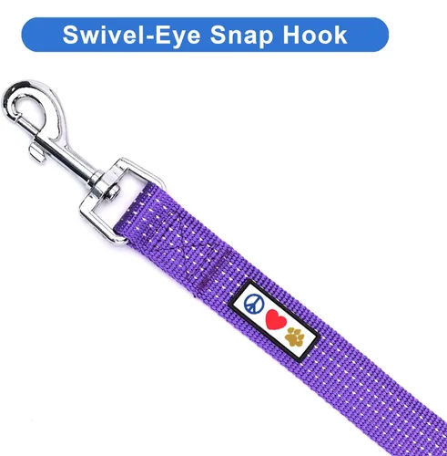 Miniatura 4 de Correa para perro púrpura Pawtitas de 6 pies M/L reflectante, duradera y ligera para perros medianos o grandes y cachorros Purple Reflective