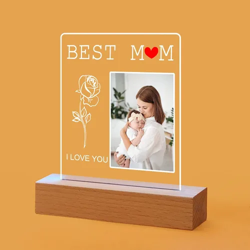Miniatura 11 de Placa de fotos de acrílico LED personalizada, regalos de aniversario personalizados para parejas con nombres grabados, luz nocturna romántica