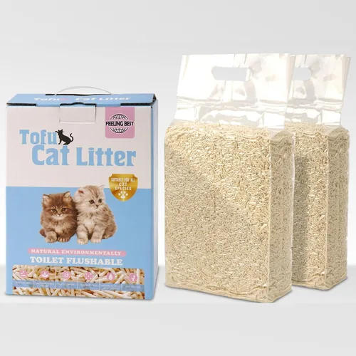 Arena para gatos de tofu, seguimiento bajo, aglutinación rápida, lavable, control de olores, 99% libre de polvo, hecha de almidón de maíz y heces de