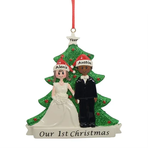 Miniatura 8 de Adorno personalizado para árbol de Navidad recién casado, adorno de nuestra primera Navidad para pareja de boda, adornos para el segundo Con palabras