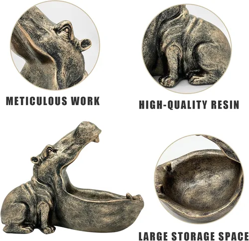 Miniatura 2 de aboxoo Estatua de hipopótamo de resina para el hogar, escultura de hipopótamo, decoración de mesa, artículos diversos, caja de almacenamiento