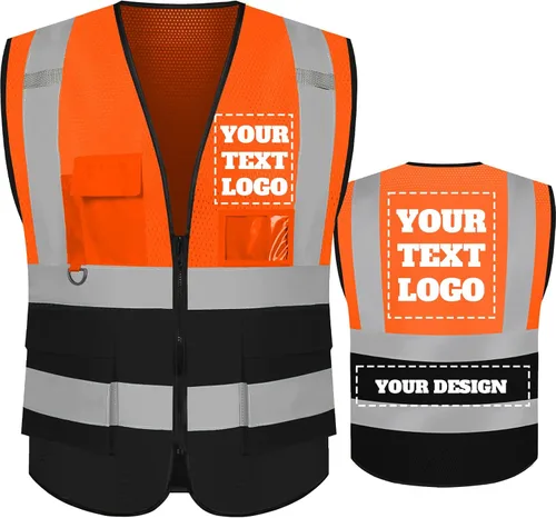 Miniatura 17 de Chaleco de seguridad con logotipo personalizado de alta visibilidad chaleco reflectante Ansi 5 bolsillos clase 2 Hi Vis seguridad construcción ropa