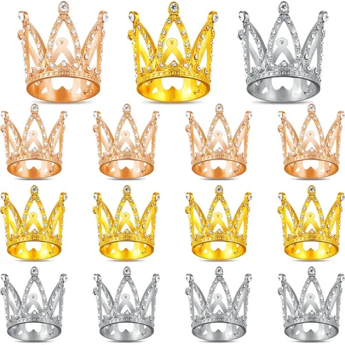 Miniatura 9 de Fabbay 15 piezas de corona de metal para torta de princesa para cupcakes, ramos de flores, tiara para el día del padre, mujeres, cumpleaños, novia