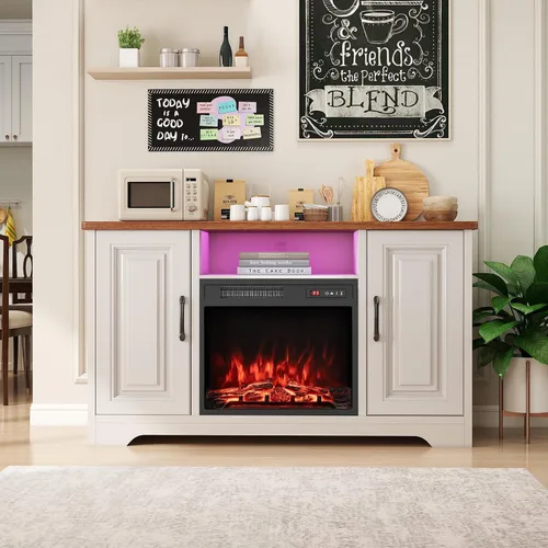 Miniatura 2 de Tangkula Inserto de chimenea eléctrica de 18 pulgadas, con control remoto, colores de llama ajustables y brillo, protección contra