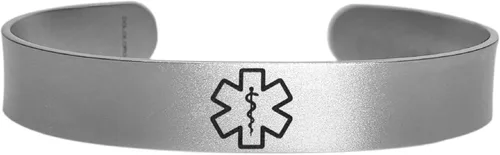 Miniatura 7 de Pulsera de identificación de alerta médica, acero inoxidable 316L, personaliza y personaliza, selecciona un tamaño de muñeca, de 6 a 9 pulgadas