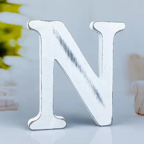 Miniatura 22 de Letras de madera rústica blanca de 6 pulgadas, letras de madera sin terminar para decoración de pared, letras de pie retro blancas blancas