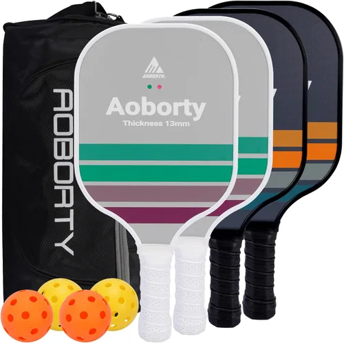 Miniatura 11 de AOBORTY USAPA - Paquete de 4 palas de pickleball – Juego de 4 raquetas de grafito claro de primera calidad con cara de fibra y polímero con núcleo