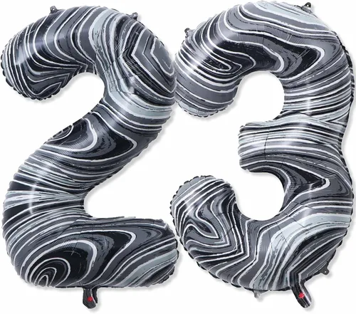 Globos gigantes de papel de aluminio de mármol negro de 40 pulgadas, globos gigantes de helio del número 23 o 32 para decoraciones de cumpleaños de