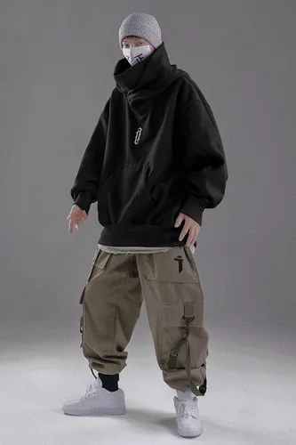 Miniatura 5 de Niepce Inc Streetwear - Sudadera con capucha pesada de gran tamaño con polaina para el cuello