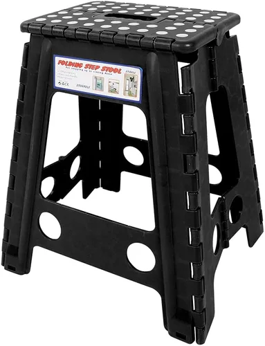 Miniatura 6 de Taburete de plástico Taburete plegable portátil para pesca de senderismo interior (negro)