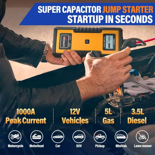 Miniatura 2 de Arrancador de Coche 1000A, Arrancador de Súper Condensador Sin Batería para Motores de Gasolina y Diésel de 12V, Arrancador Portátil de 12V