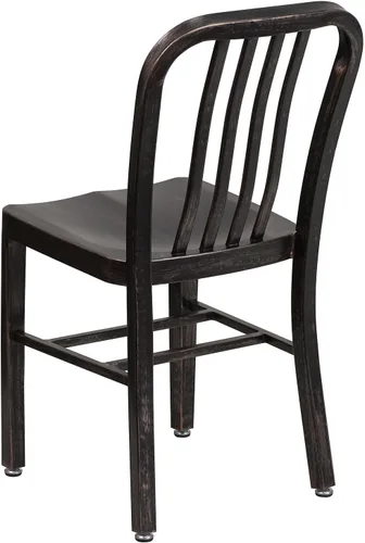 Miniatura 7 de Flash Furniture Gael - Paquete de 2 sillas de metal dorado antiguo negro para interiores y exteriores Oro negro envejecido.