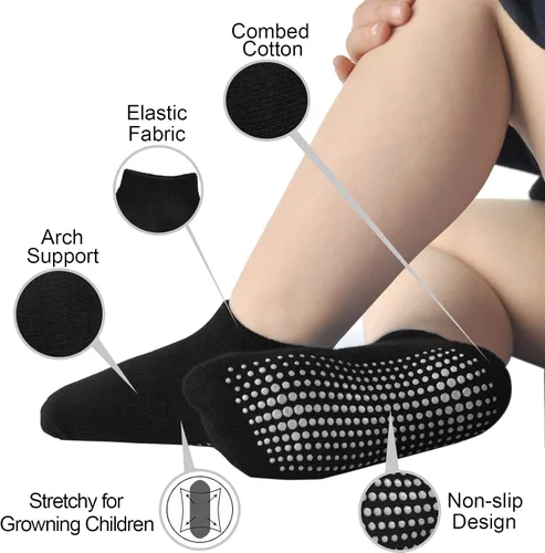 Miniatura 2 de EPEIUS Calcetines de bebé de corte bajo antideslizantes para recién nacidos, niños y niñas, calcetines tobilleros con empuñaduras, 12 pares