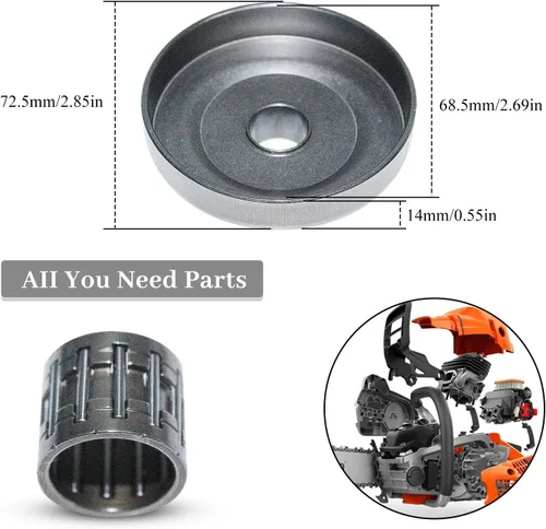 Miniatura 2 de . 325"-7T Spur embrague tambor aguja jaula para Husqvarna 340 345 350 351 353 EPA 445 450 445E 450E Jonsered 2145 2150 McCulloch PM5000 .325"-7